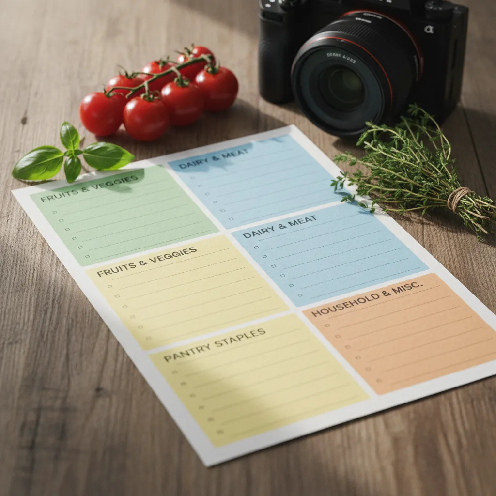 Une liste de courses regroupée par rayon fait gagner du temps en magasin