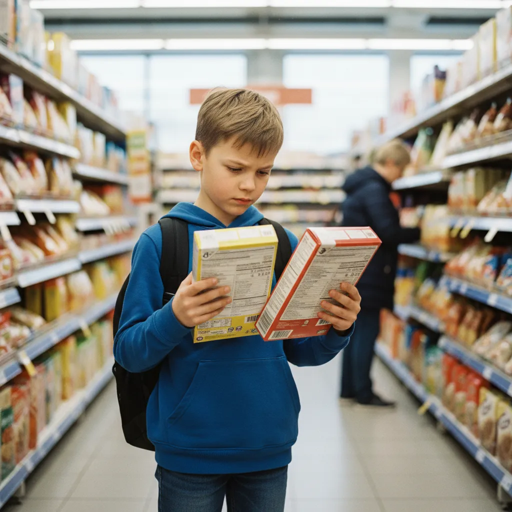 Dès 9-10 ans, un enfant peut comparer les prix au kilo et lire les étiquettes nutritionnelles