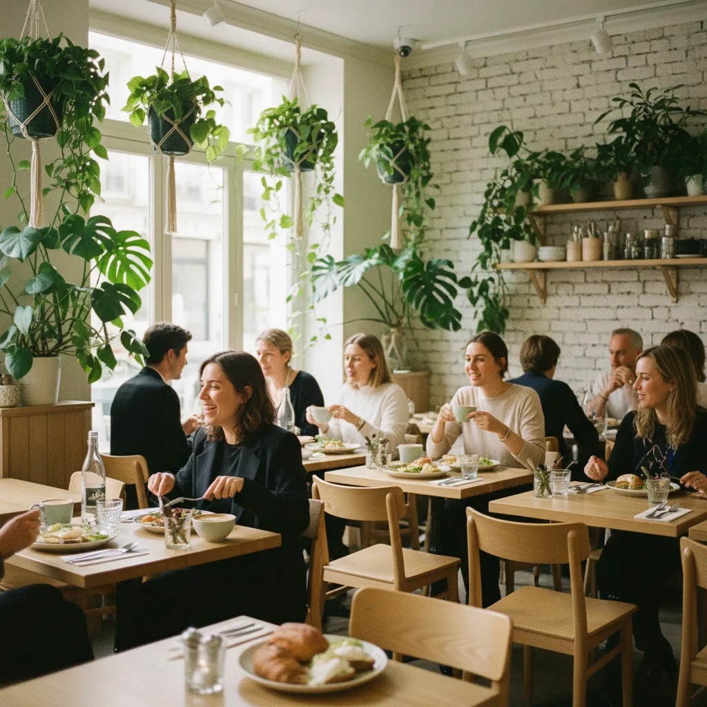 L'intérieur chaleureux et lumineux du restaurant Faim de Semaine à Paris