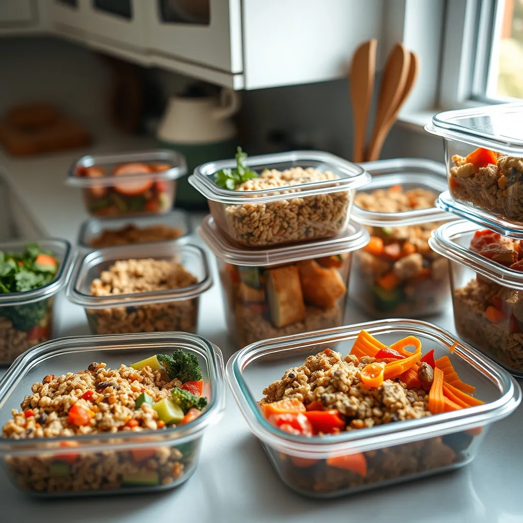 Résultat d'une session de batch cooking avec des plats variés en barquettes prêtes pour la semaine