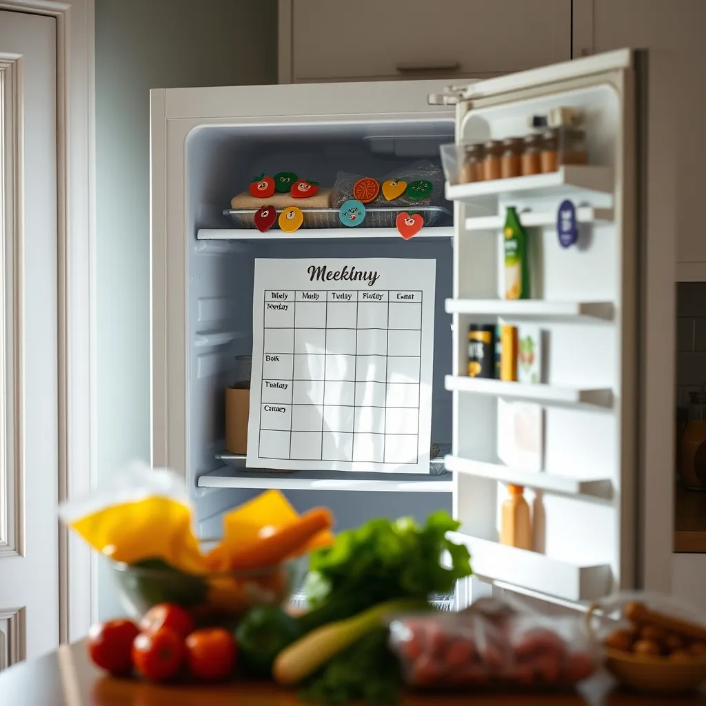 Le planning de repas affiché sur le frigo reste un classique que les apps complètent efficacement