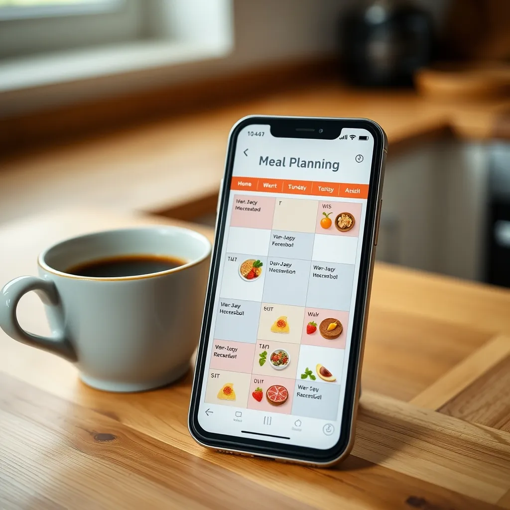 Une appli menu semaine affiche le planning des repas jour par jour