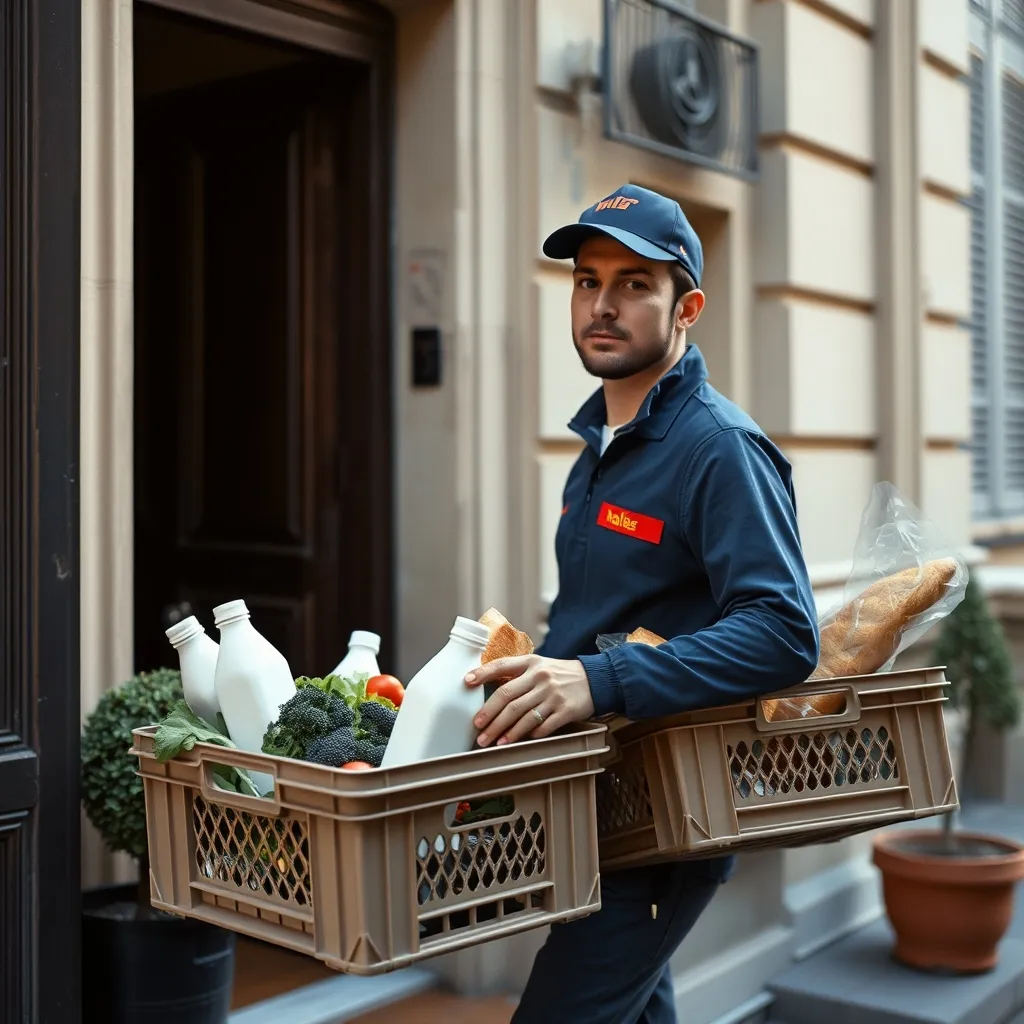 Les livreurs Houra apportent les courses jusqu'à la porte du client