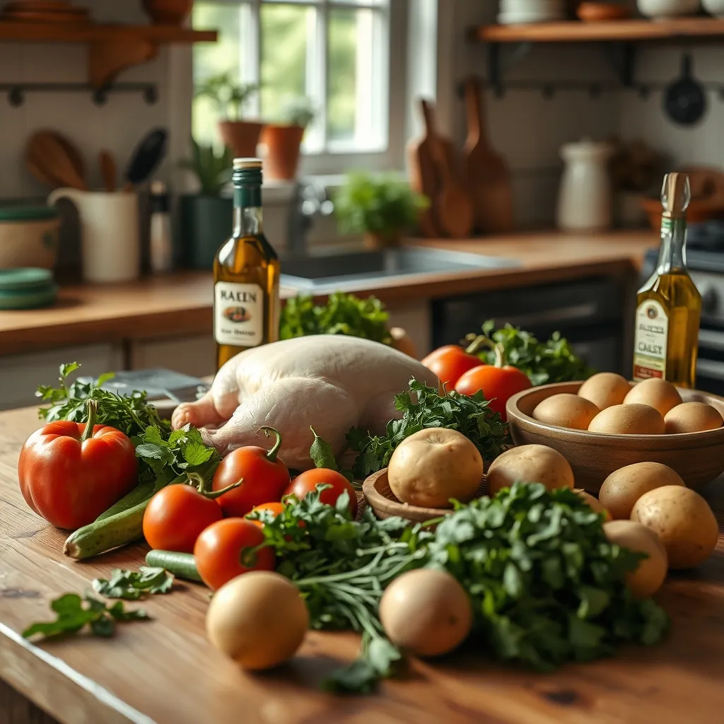 Les ingrédients frais prêts pour la préparation d'un repas entre amis