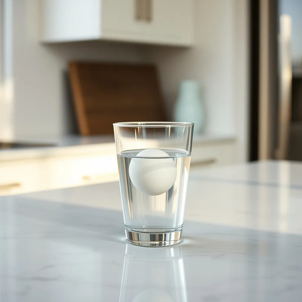 Le test du verre d'eau : un œuf frais coule et reste à plat au fond