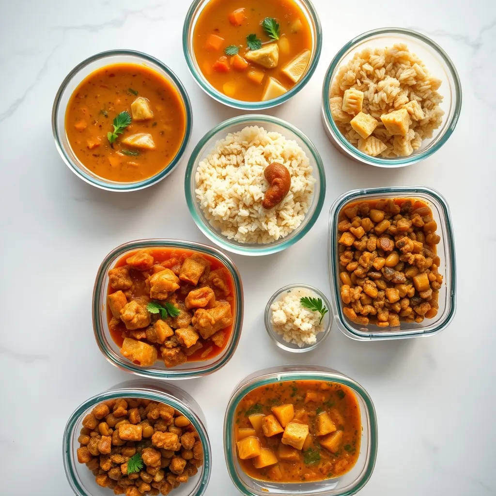 Huit préparations réalisées en une seule session de batch cooking au Thermomix