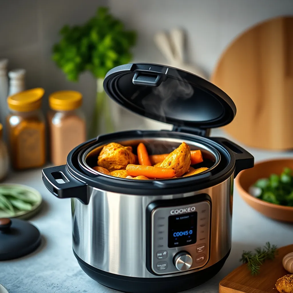 Poulet curry aux carottes tout juste cuit dans le Cookeo
