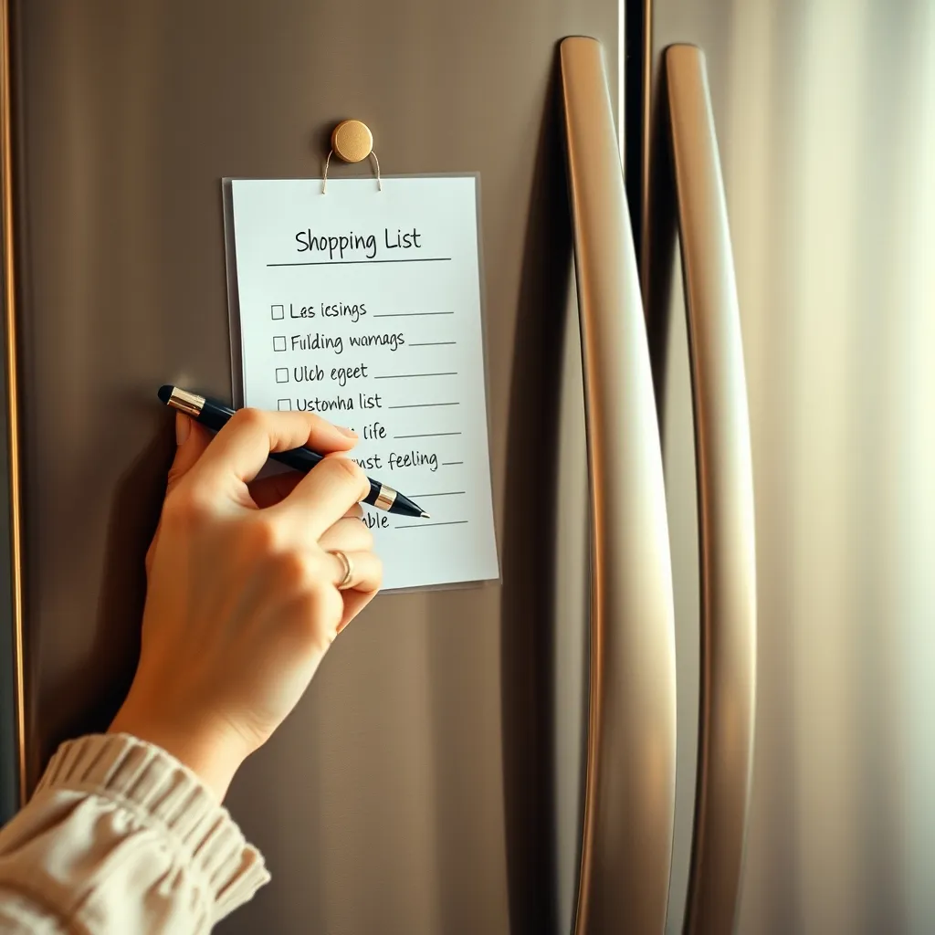 Remplir sa liste de courses sur le réfrigérateur avant de partir faire les achats