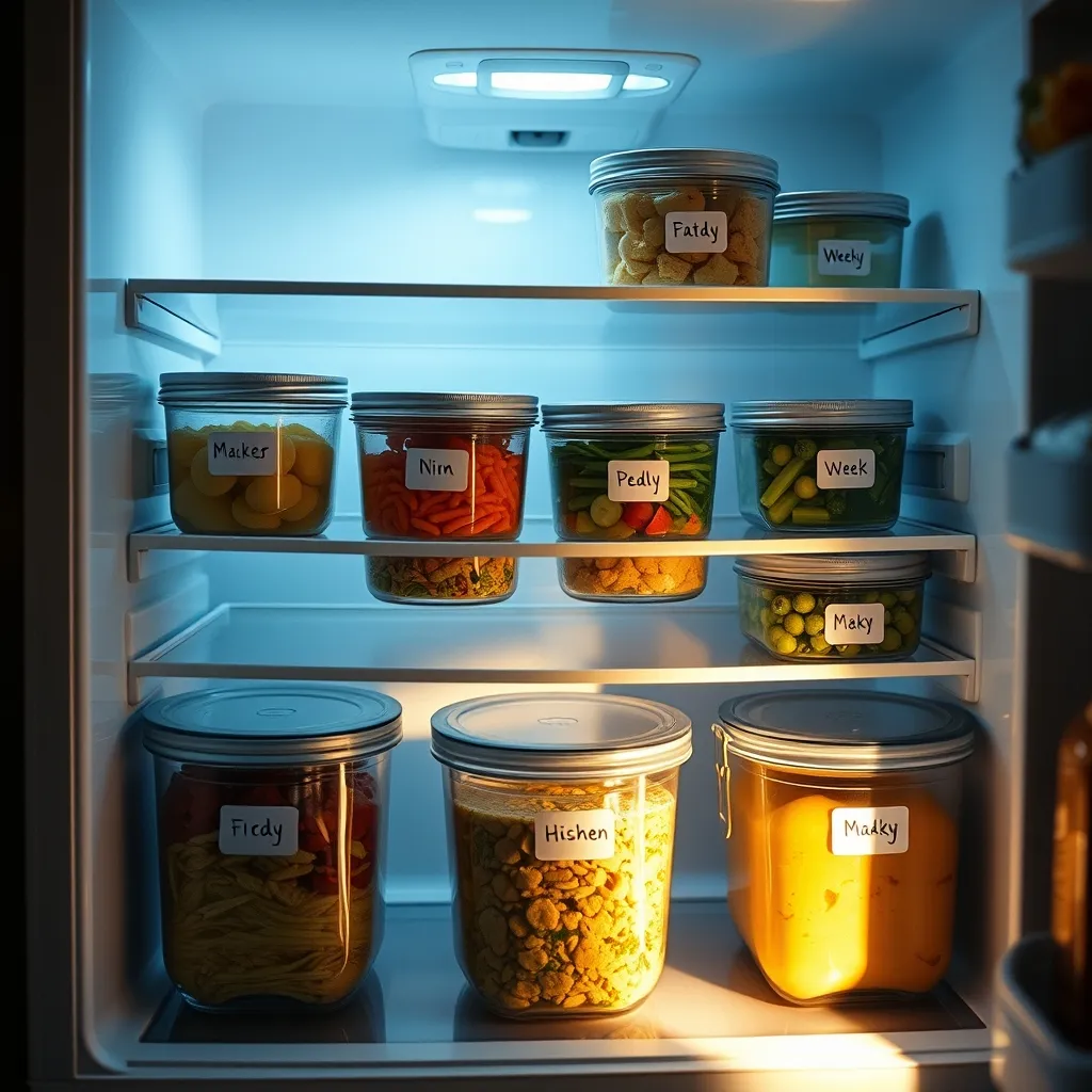 Les contenants en verre étiquetés facilitent l'organisation des repas de la semaine