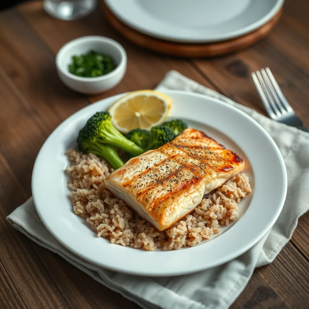 Une assiette type en phase active : saumon grillé, brocolis vapeur et riz complet