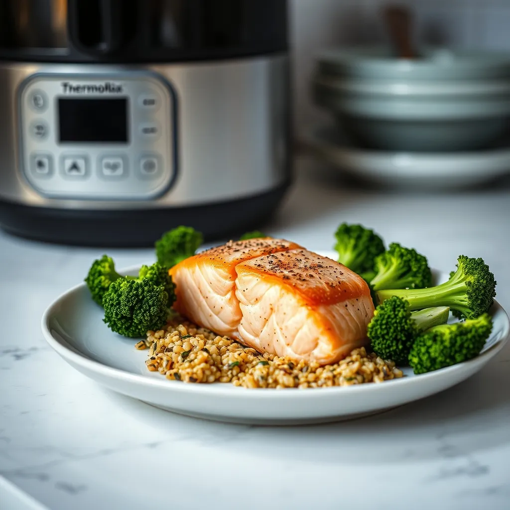 Saumon vapeur Varoma accompagné de brocolis et quinoa, un repas minceur complet en 25 minutes