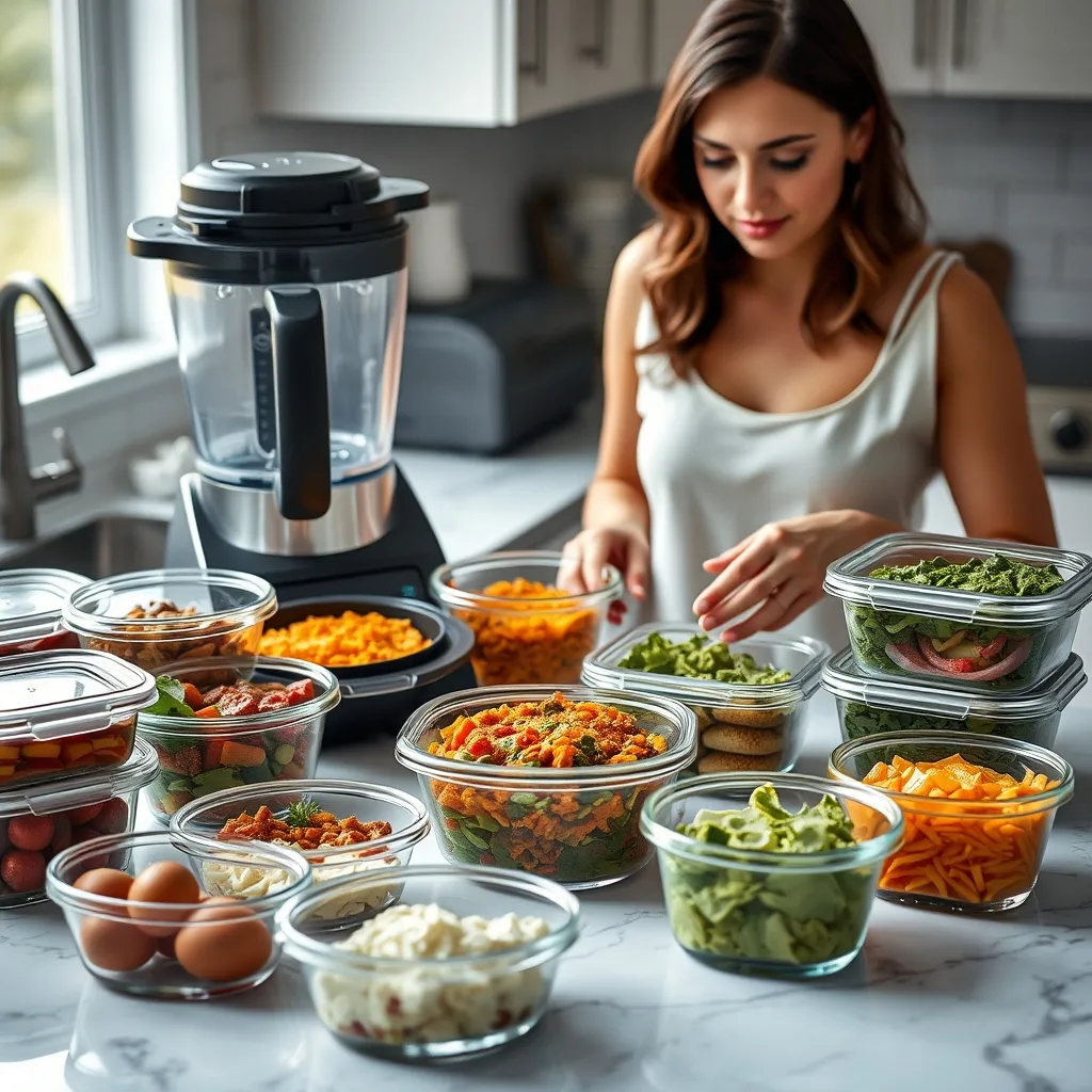 Session de batch cooking minceur au Thermomix avec les repas de la semaine prêts en boîtes