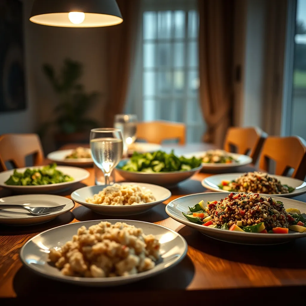 Repas végétarien du soir : risotto aux champignons et taboulé de quinoa