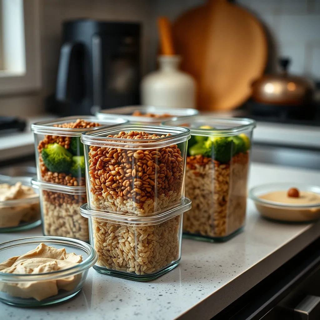 Batch cooking du dimanche : lentilles, riz complet, brocolis et houmous prêts pour la semaine