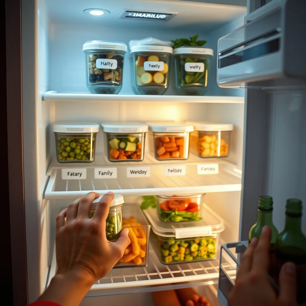 Ranger ses préparations batch cooking au réfrigérateur dans des contenants étiquetés