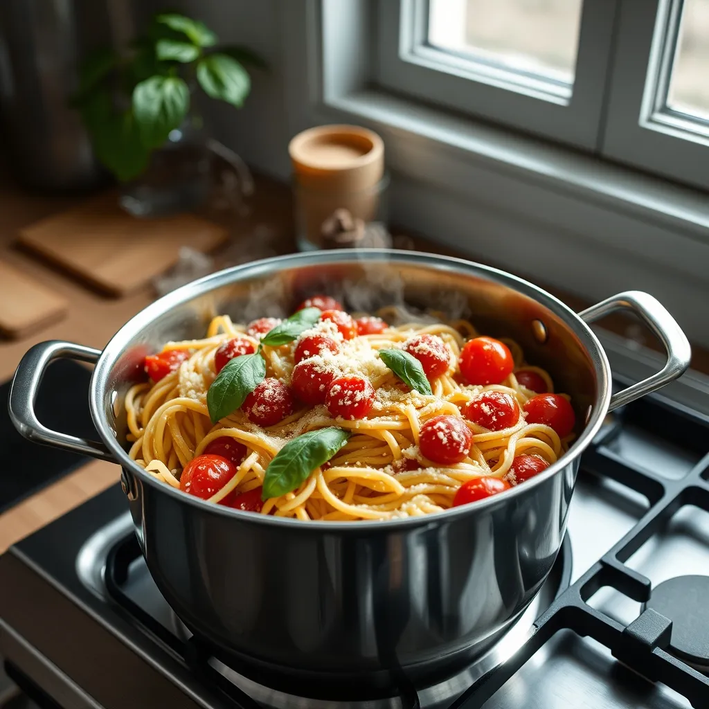 Le one-pot pasta tomates-basilic, prêt en 15 minutes pour toute la famille