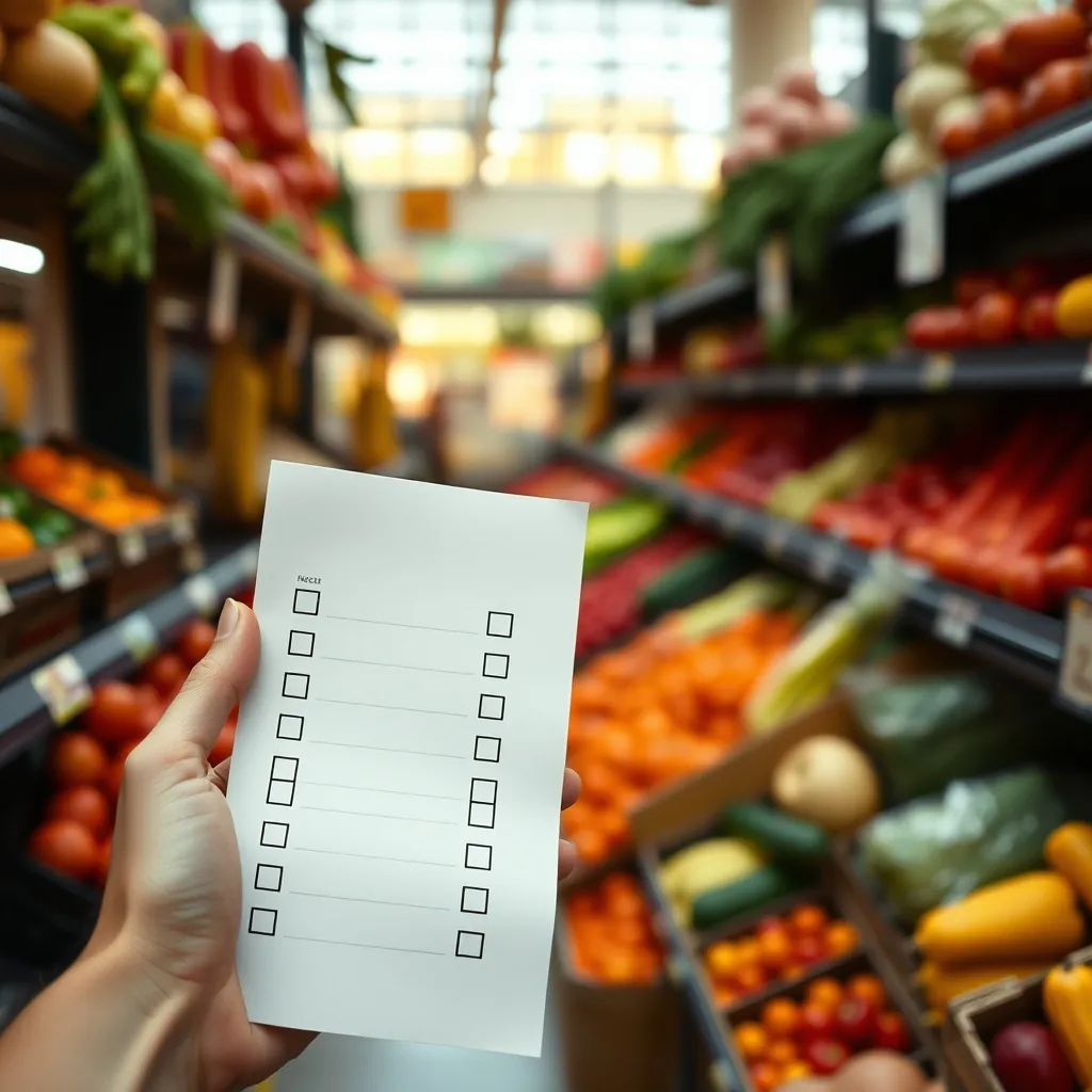 Une liste de courses bien organisée par rayon pour un passage en magasin efficace