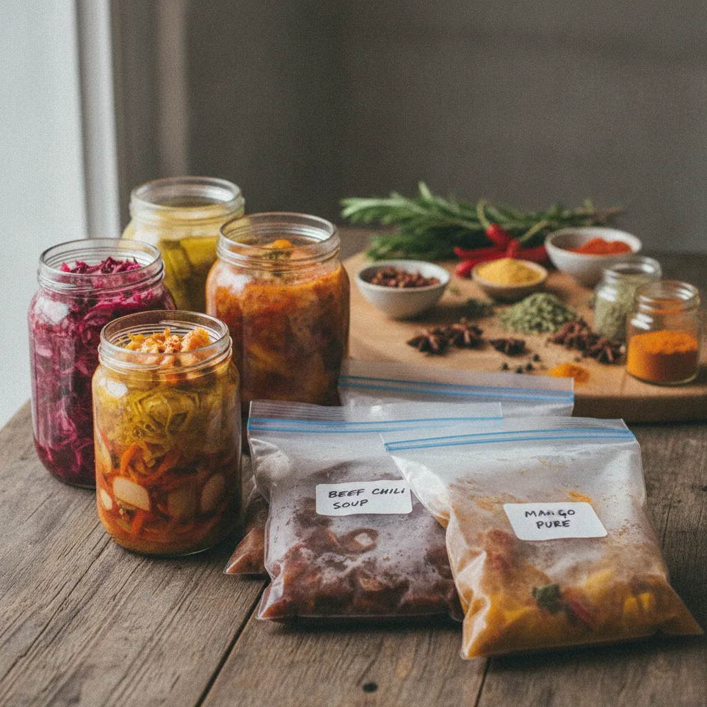 Bocaux de lacto-fermentation et portions congelées prêtes à l'emploi