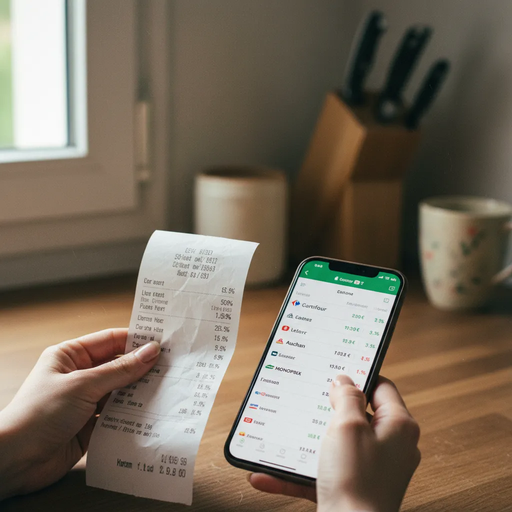 Comparer son ticket de caisse aux prix affichés par le comparateur révèle les écarts entre enseignes