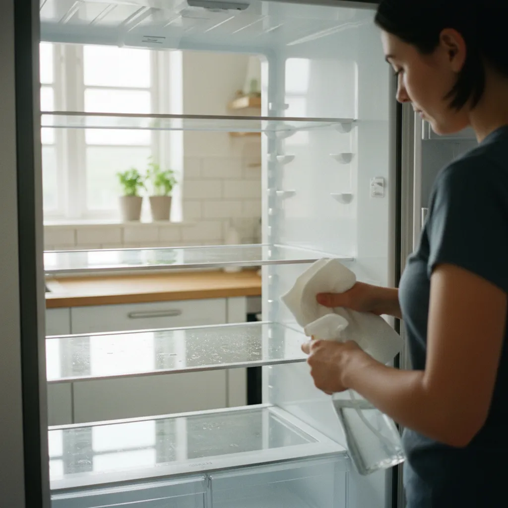 Un nettoyage régulier au vinaigre blanc garantit un frigo sain et sans odeurs