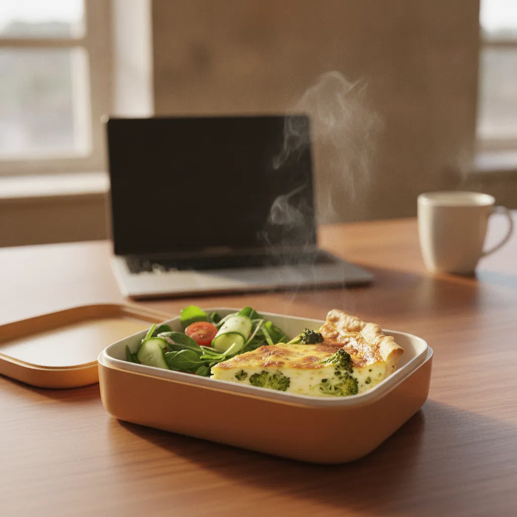 Une quiche sans pâte brocoli-chèvre parfaite pour le déjeuner au bureau