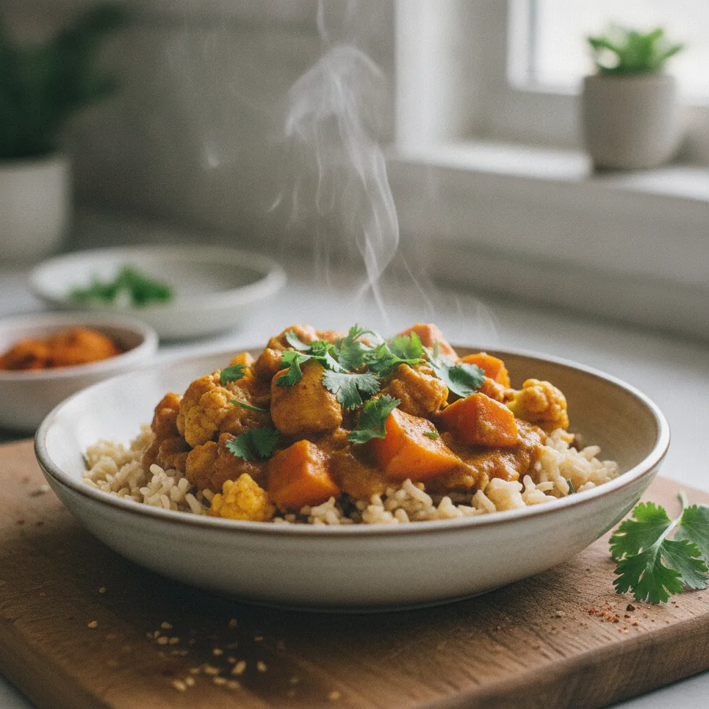 Le curry de poulet aux légumes d'hiver combine protéines et légumes en un seul plat réconfortant