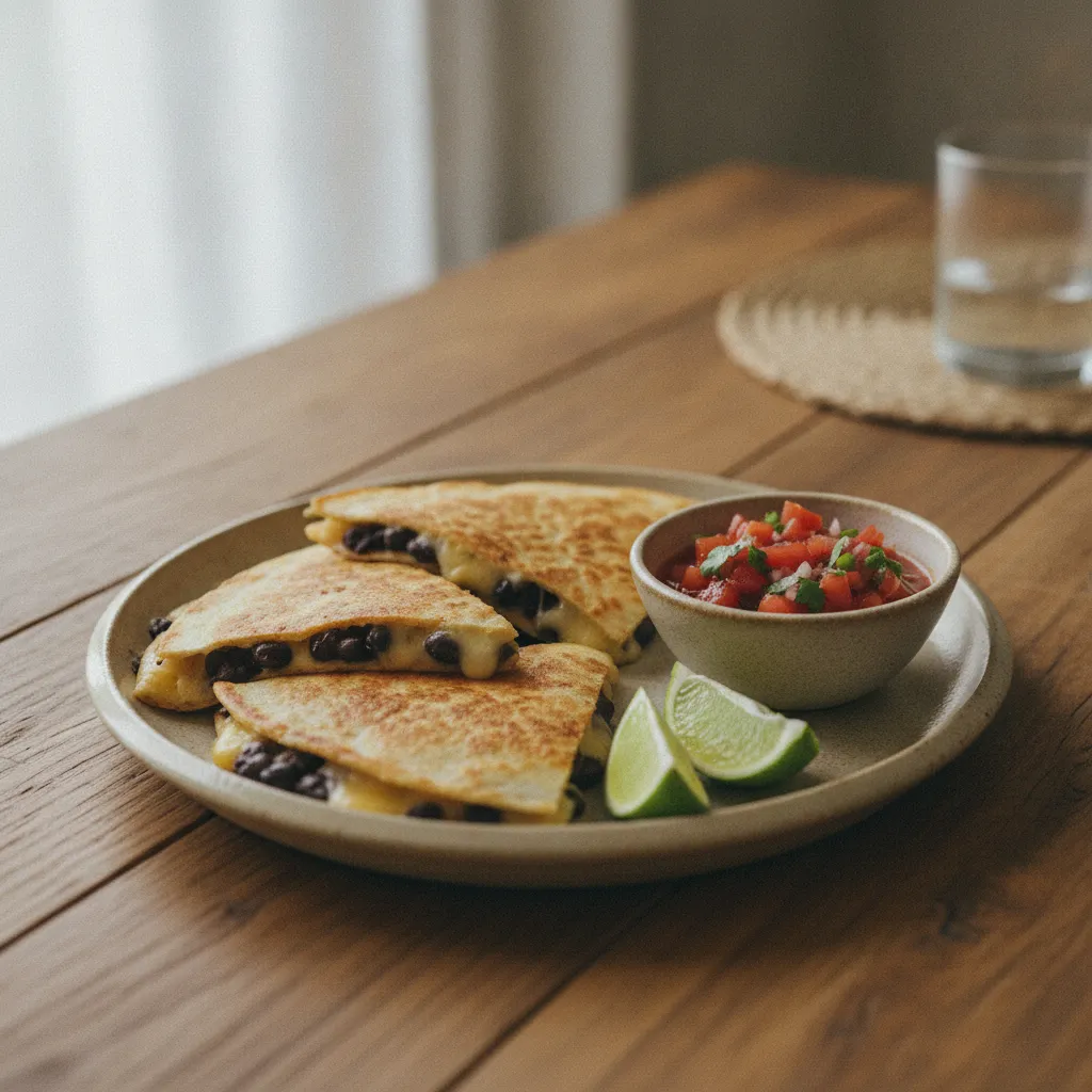 Quesadillas aux haricots noirs et cheddar, prêtes en 15 minutes