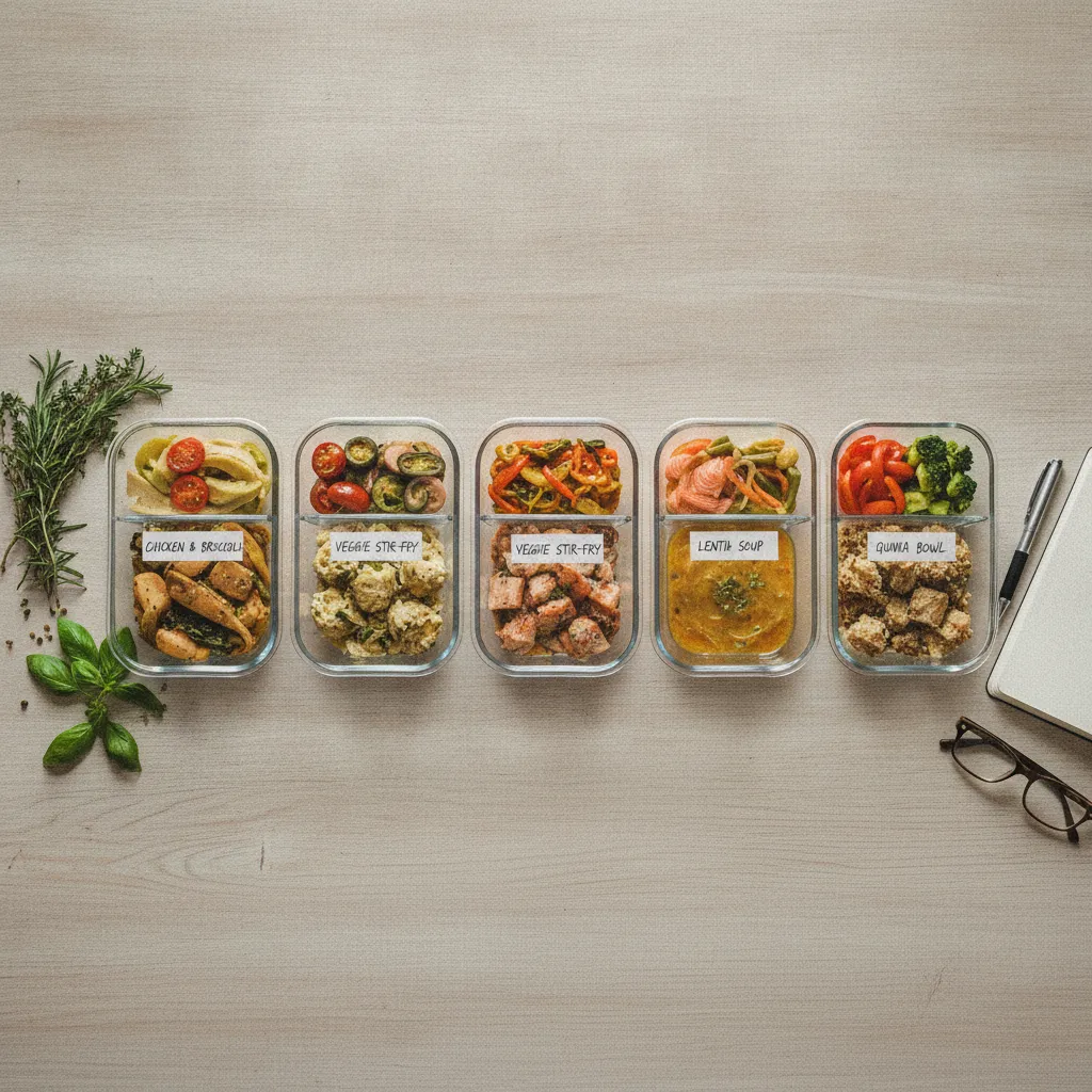 Cinq repas préparés en une seule session grâce au batch cooking