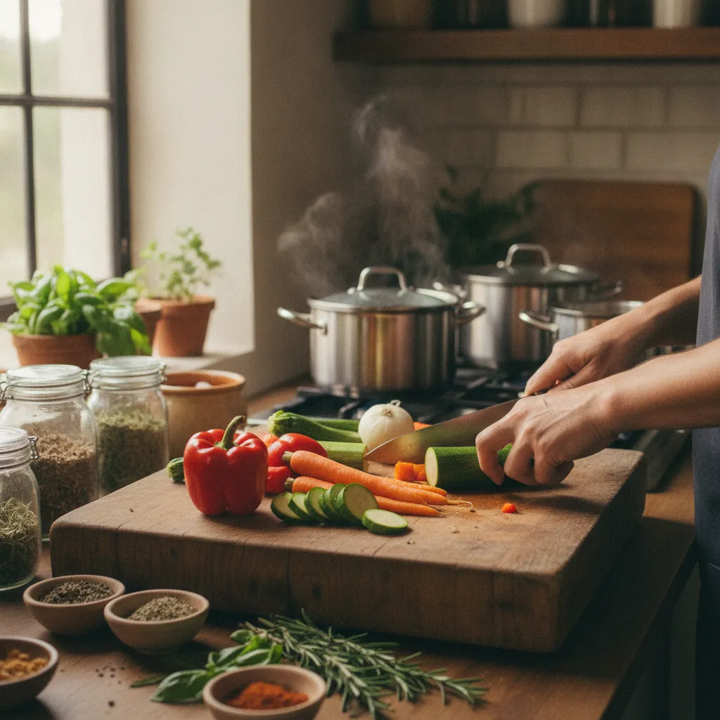 Pendant la session de batch cooking, on lance plusieurs cuissons en parallèle pour optimiser le temps