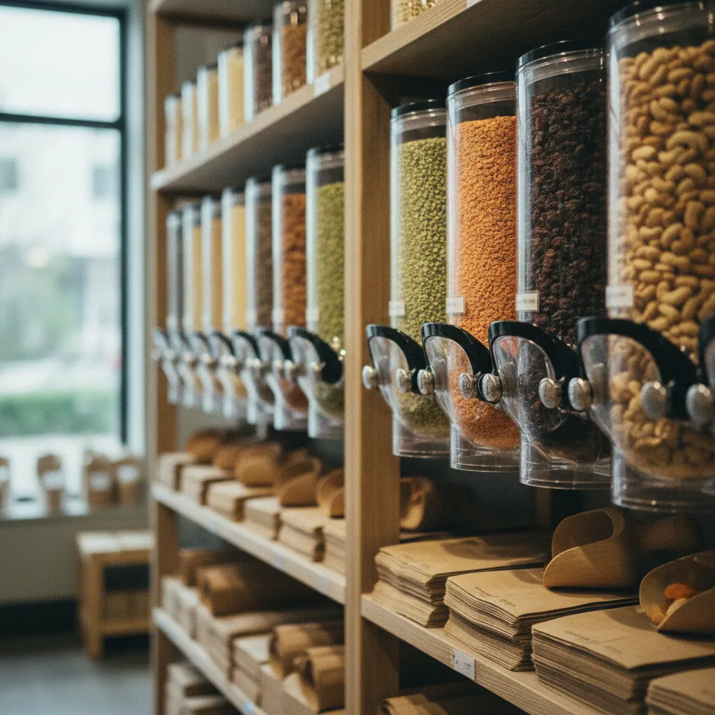 Le rayon vrac reste une spécificité du magasin physique Biocoop, difficile à reproduire en commande en ligne
