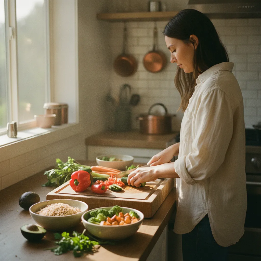La préparation des légumes frais, première étape d'une session de meal prep réussie