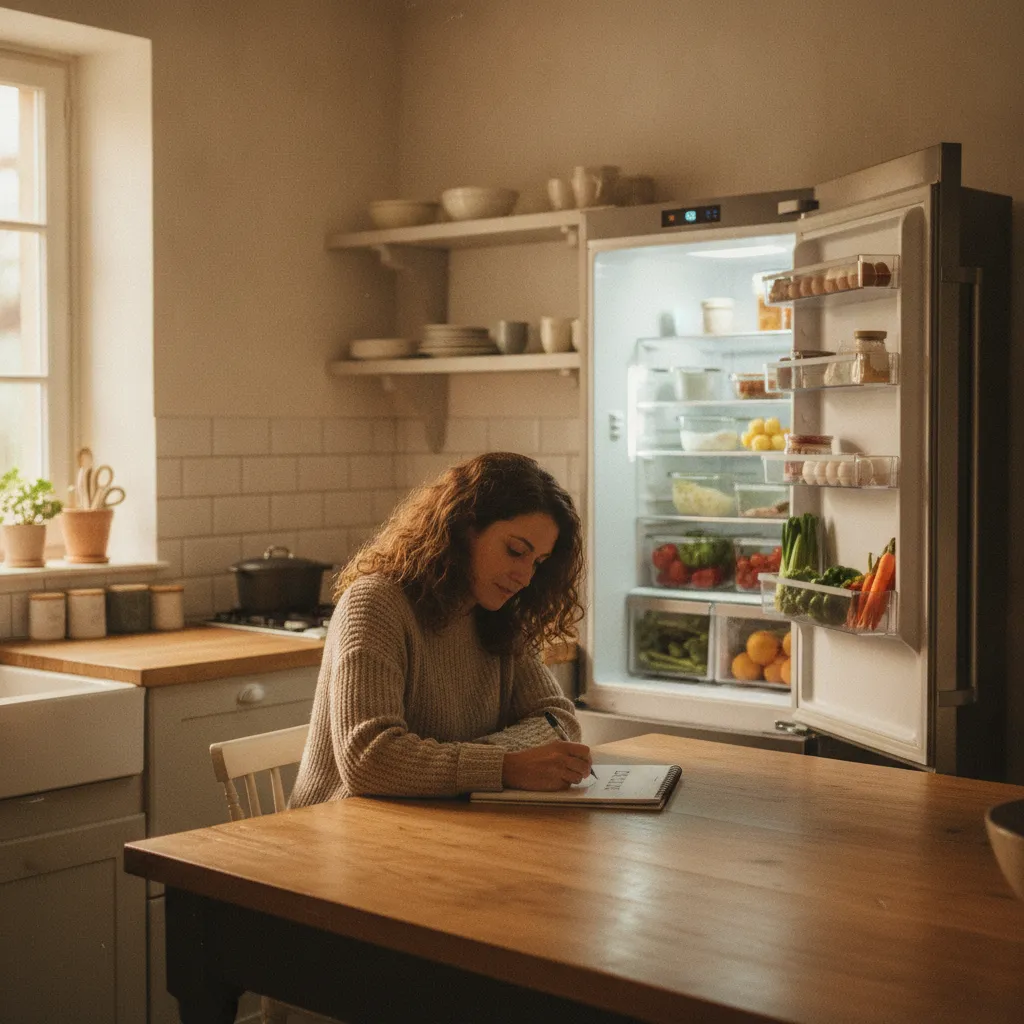 Planifier ses menus devant le réfrigérateur pour ne rien oublier