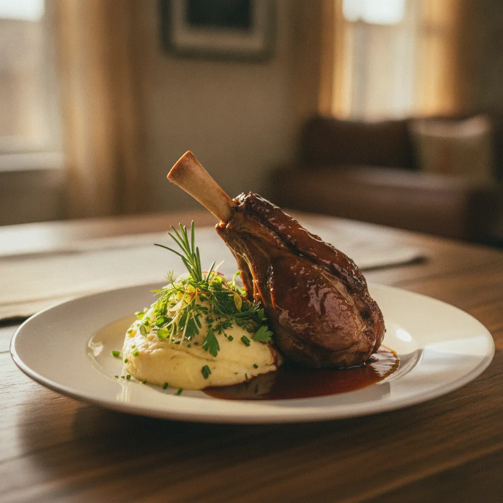 Souris d'agneau confite et écrasé de pommes de terre, un plat chic et accessible