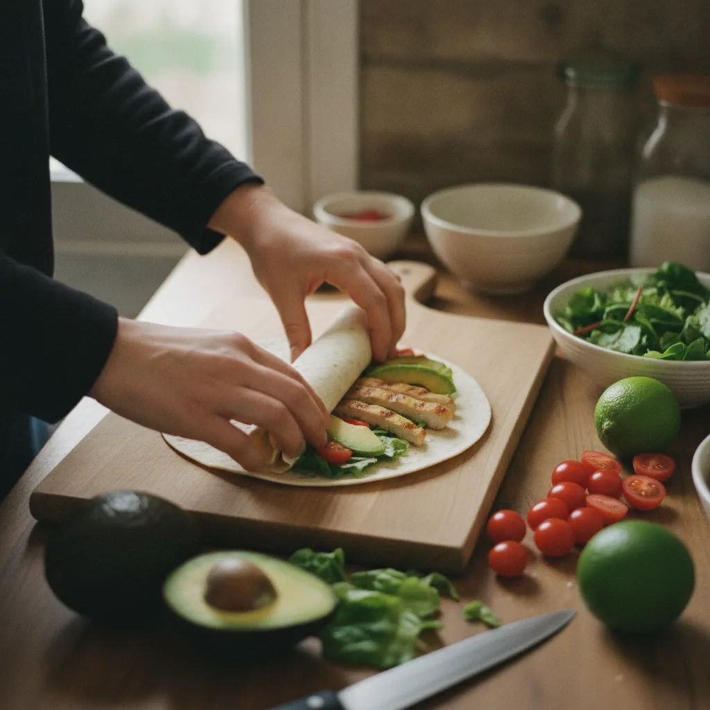 Le wrap poulet-avocat se prépare en moins de dix minutes