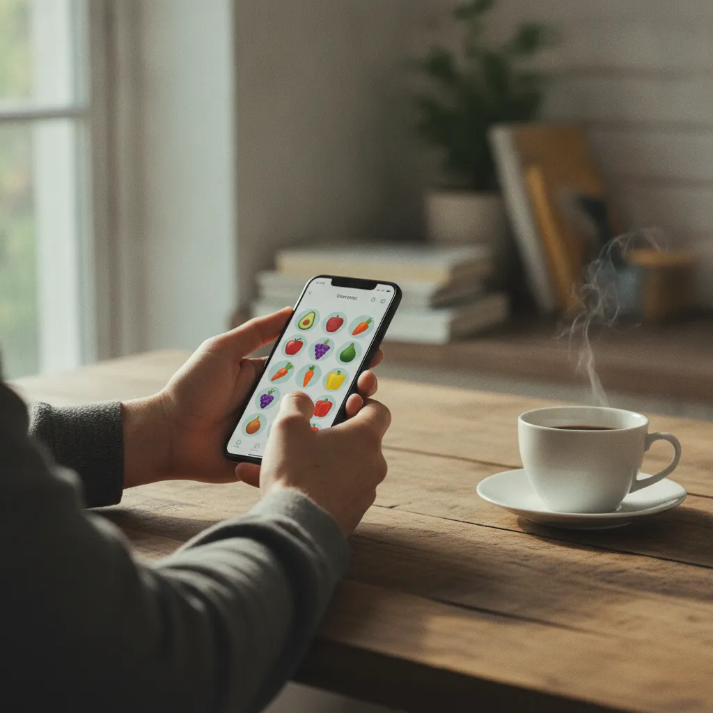 Commande de courses en ligne sur l'application mobile Picnic depuis la cuisine