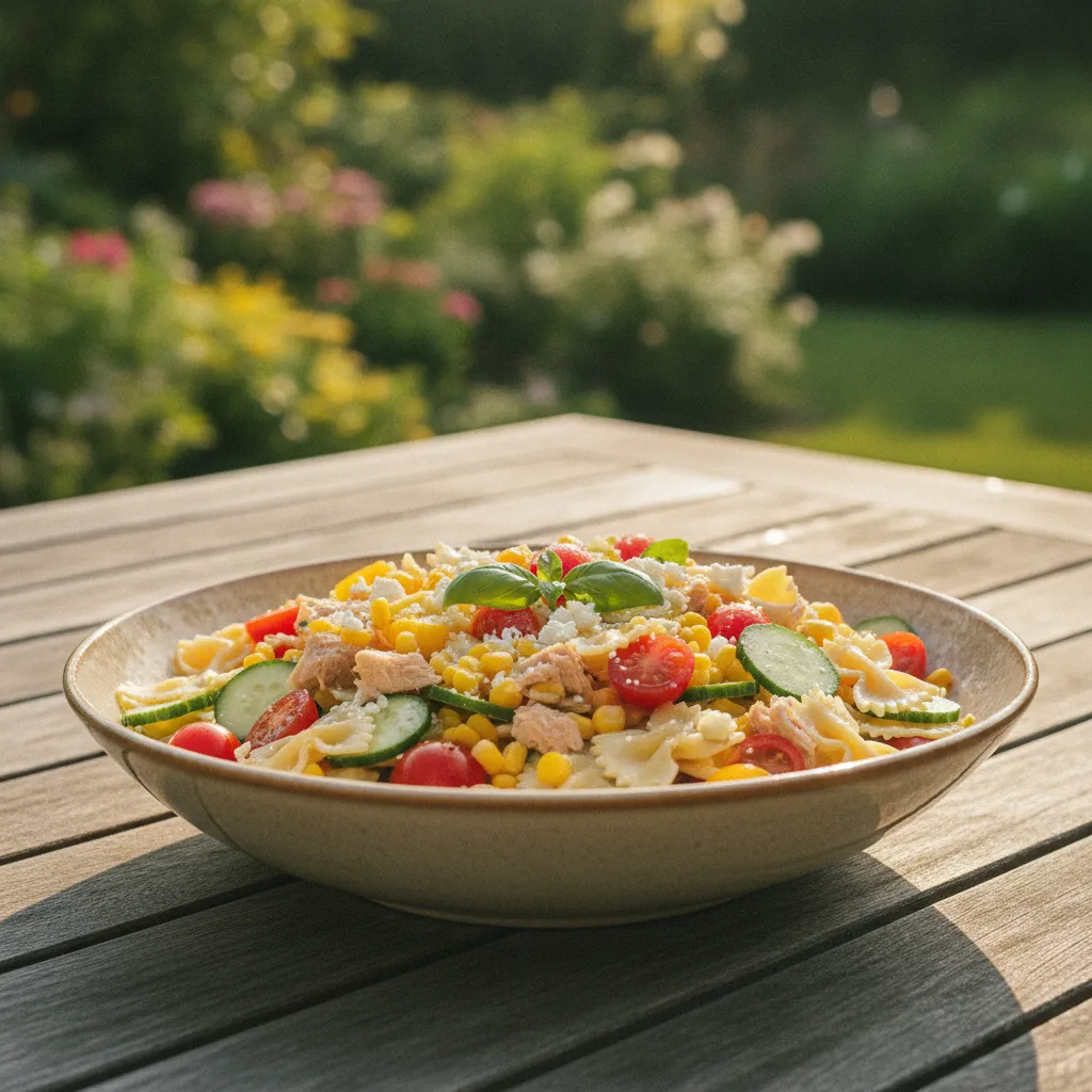 Une salade de pâtes complète idéale pour les repas d'été en famille