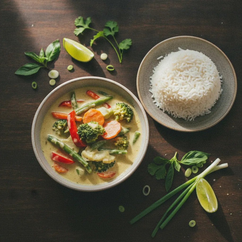 Un curry de légumes au lait de coco allégé reste un plat équilibré autour de 320 kcal par portion