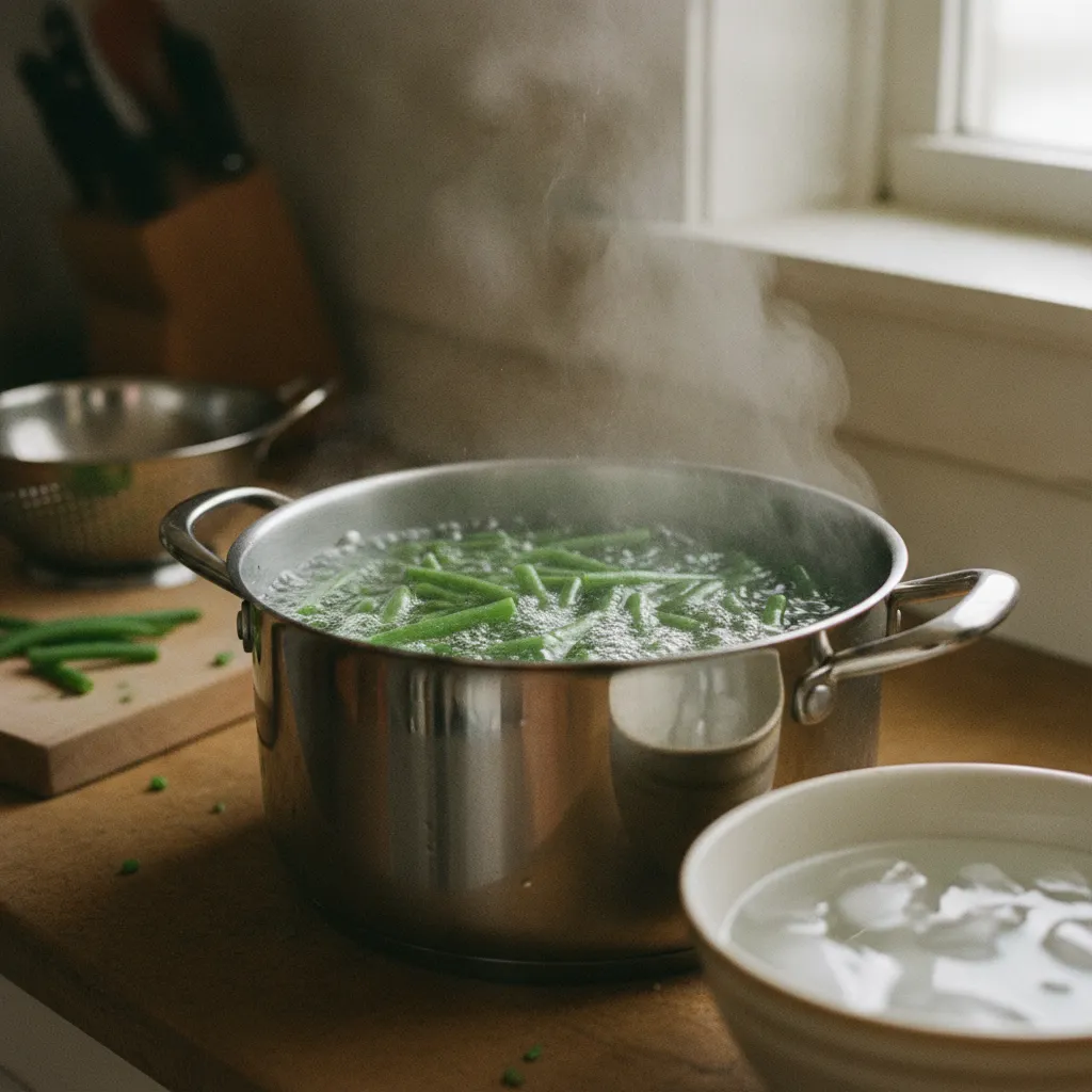 Le blanchiment des haricots verts préserve leur couleur vive avant congélation
