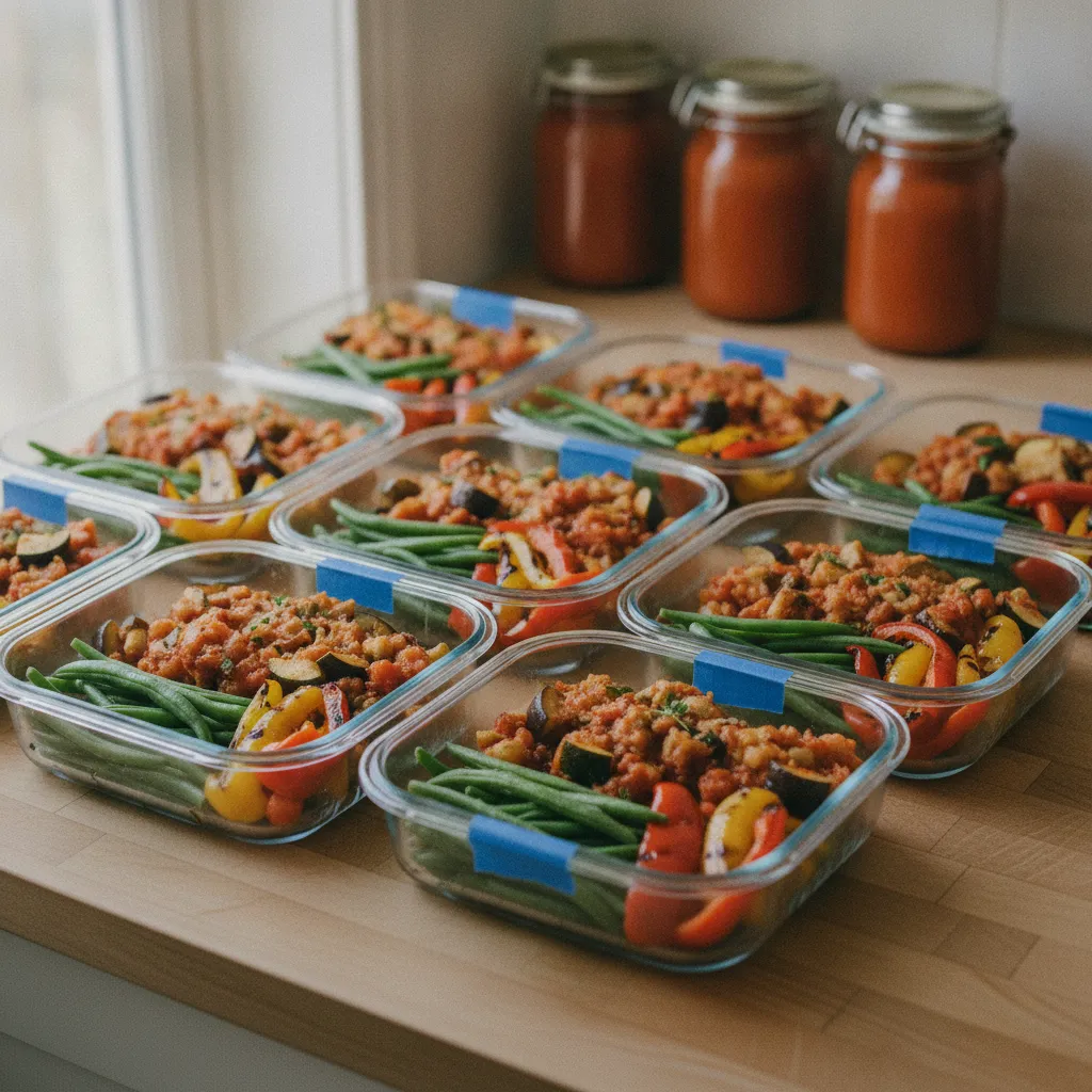 Une session de batch cooking d'août remplit le congélateur pour plusieurs mois
