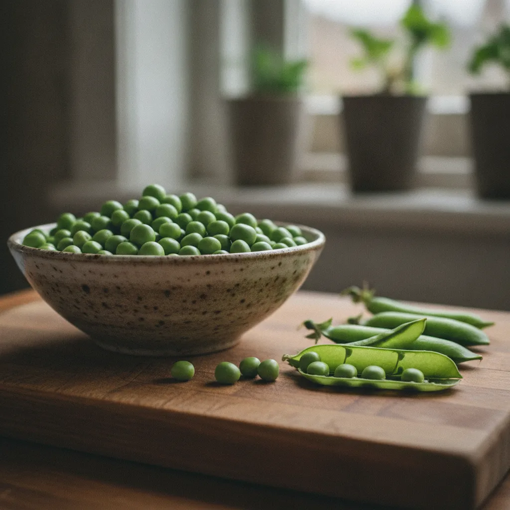 Petits pois frais écossés, l'un des primeurs les plus savoureux du mois d'avril