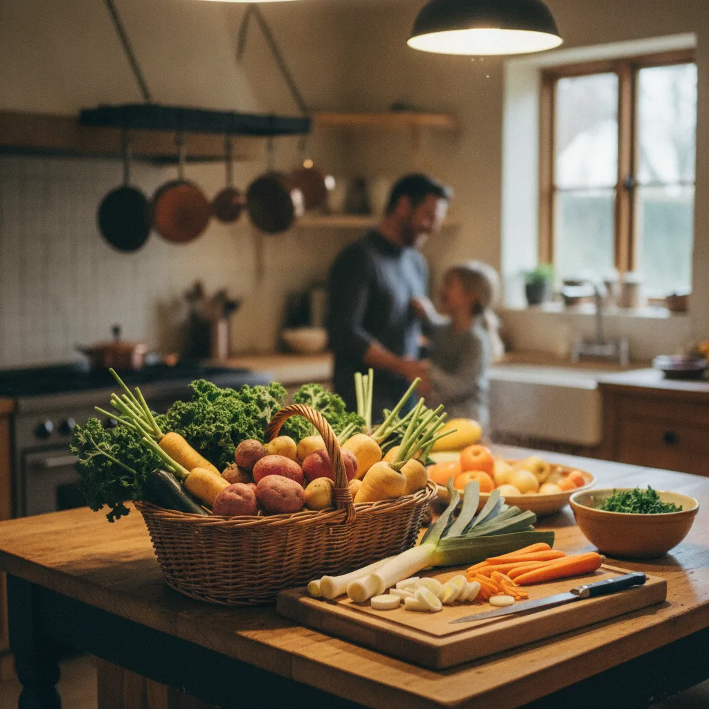 Un panier de légumes de février pour une famille de quatre personnes revient à environ 22 euros par semaine