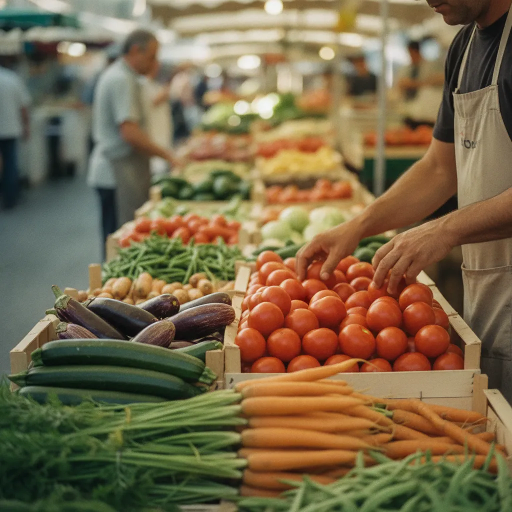 Les étals de marché en juin regorgent de légumes colorés à prix doux