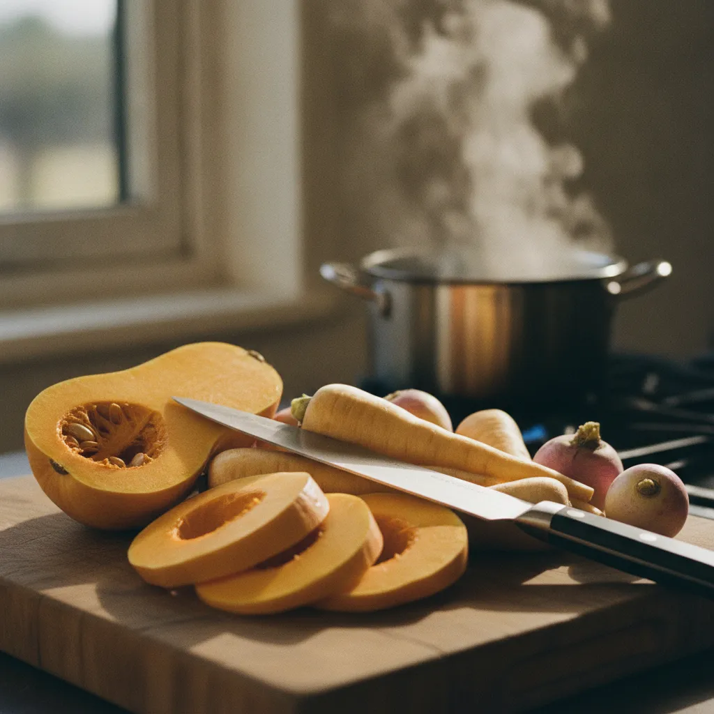 Butternut, panais et navets prêts à être transformés en velouté ou en gratin