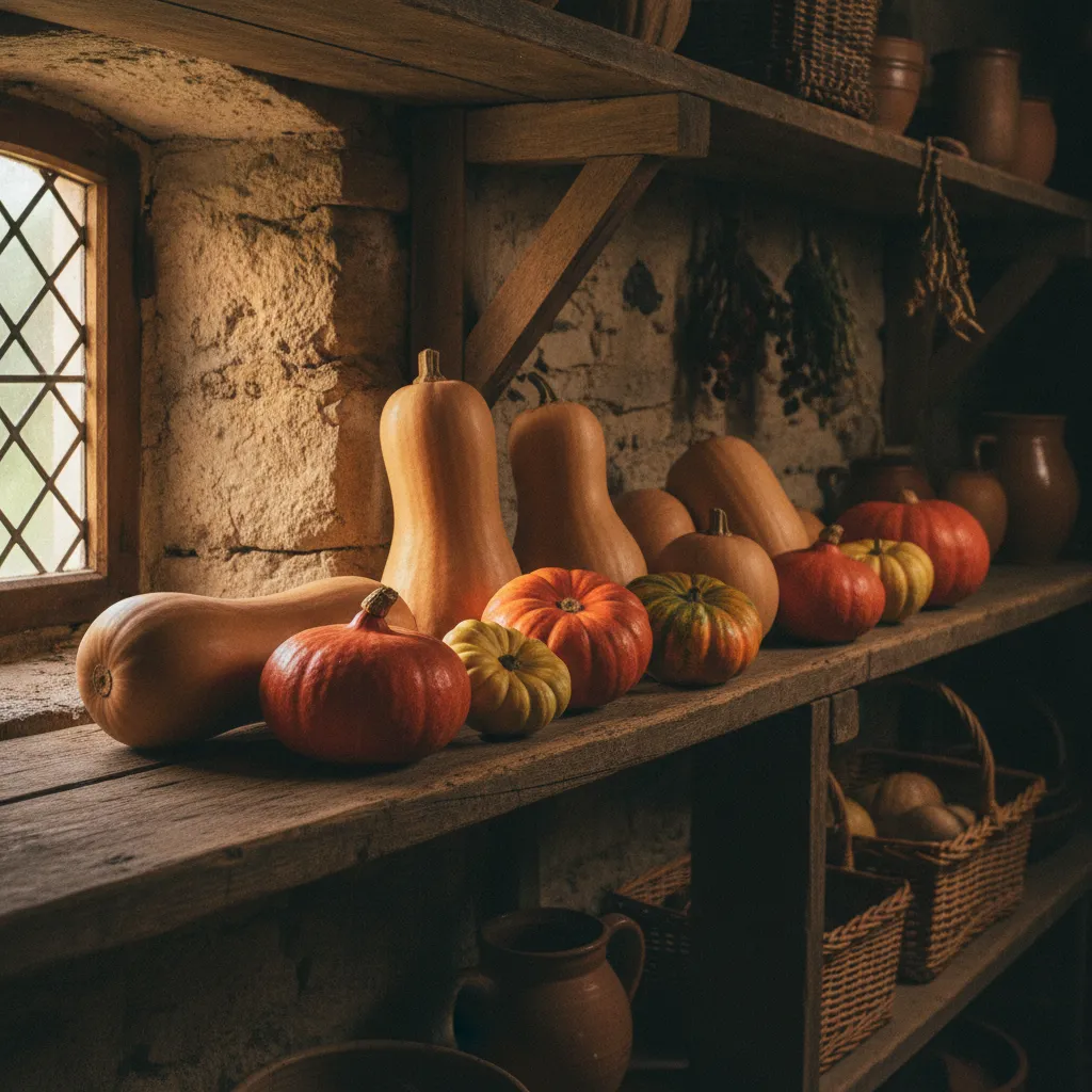 Butternut, potimarron et pâtisson se conservent plusieurs mois dans un cellier frais et sec