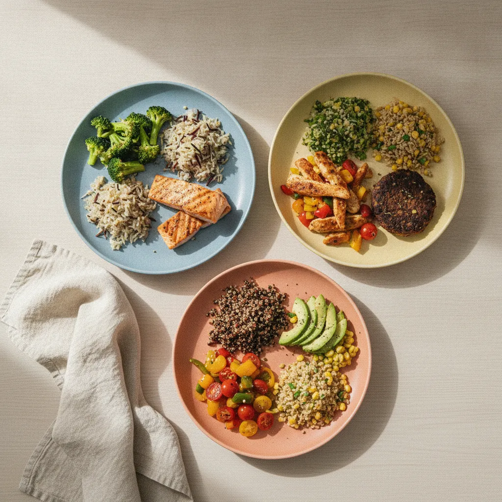 La règle des trois tiers appliquée dans l'assiette : légumes, protéines et féculents complets